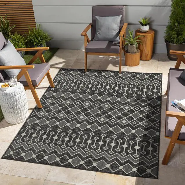 Alt view image 2 of 4 - Sunshine GC_HAR2020 Anthracite 5 ft. 3 in. x 7 ft. 3 in. Indoor/Outdoor Area Rug