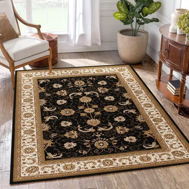 Alt view image 2 of 4 - Manchester GC_HER5001 Black 5 ft. 3 in. x 7 ft. 3 in. Area Rug