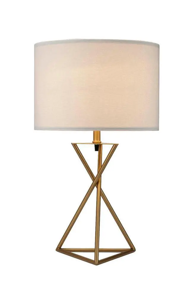 Alt view image 2 of 5 - 26.25" Tall "Ester" Mid-Century Metal Table Lamp, Hourglass Design, Matte Gold
