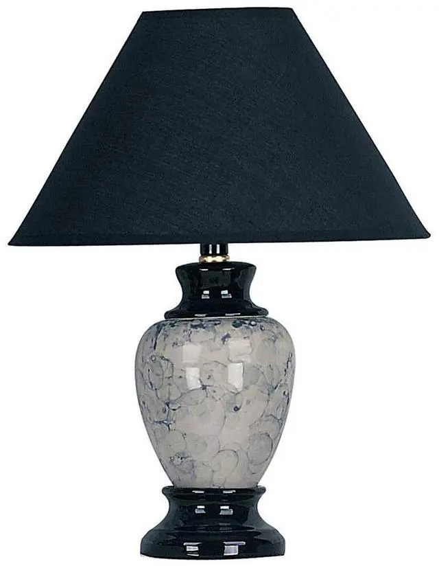 Main image of 13" Tall Ceramic Table Lamp, Urn-Shaped with Black Finish, Linen Shade