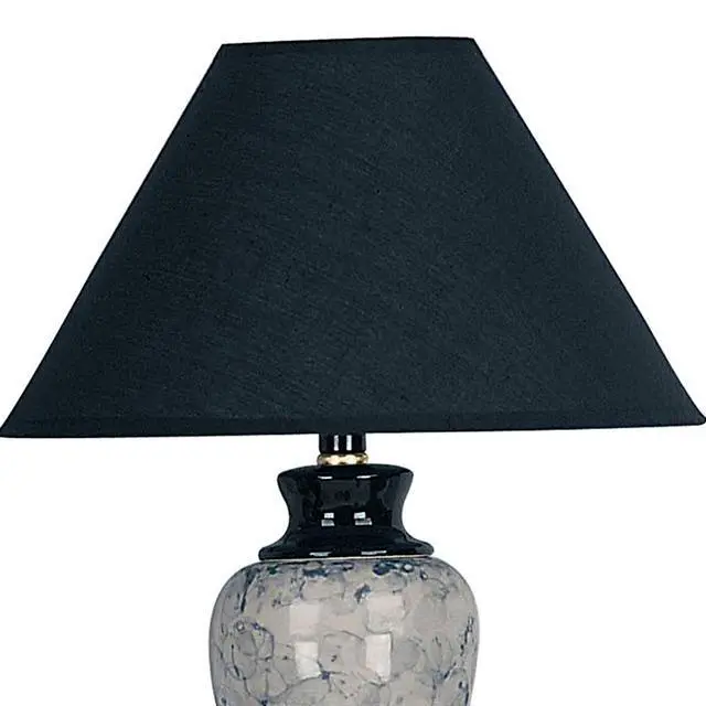 Alt view image 2 of 5 - 13" Tall Ceramic Table Lamp, Urn-Shaped with Black Finish, Linen Shade