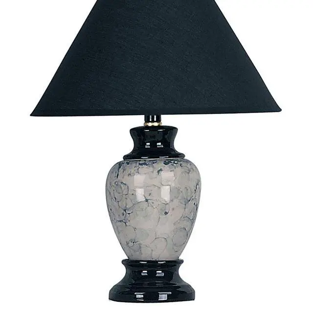 Alt view image 3 of 5 - 13" Tall Ceramic Table Lamp, Urn-Shaped with Black Finish, Linen Shade