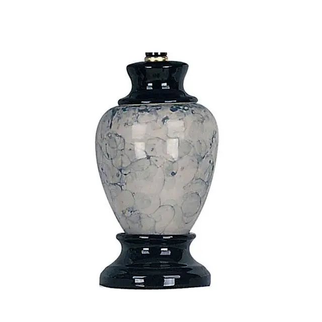 Alt view image 5 of 5 - 13" Tall Ceramic Table Lamp, Urn-Shaped with Black Finish, Linen Shade