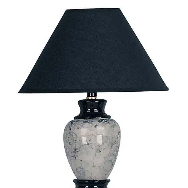 Alt view image 4 of 5 - 13" Tall Ceramic Table Lamp, Urn-Shaped with Black Finish, Linen Shade