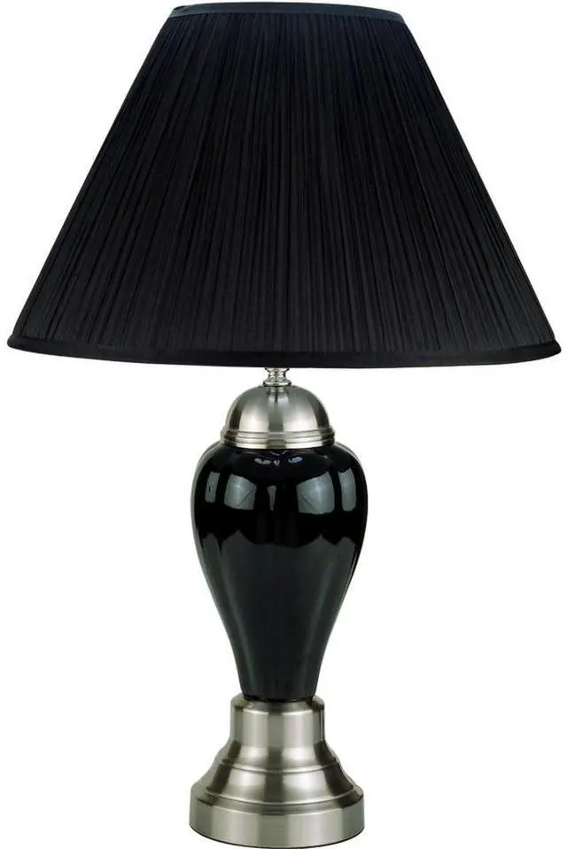 Main image of 27" Tall Ceramic Table Lamp, Urn-Shaped with Silver / Black Finish, Linen Shade