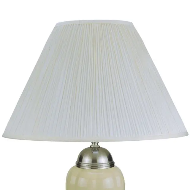 Alt view image 2 of 5 - 27" Tall Ceramic Table Lamp, Urn-Shaped with Silver / Ivory Finish, Linen Shade