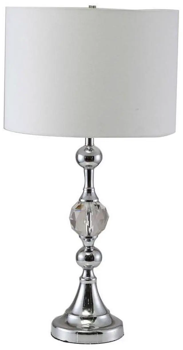 Main image of 29.5" Tall Metal Table Lamp" Leona" with Chrome Finish and Crystal Accents