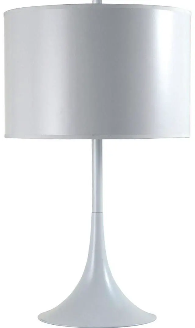Main image of 25" Tall Metal Table Lamp with White Finish, White Round Shade