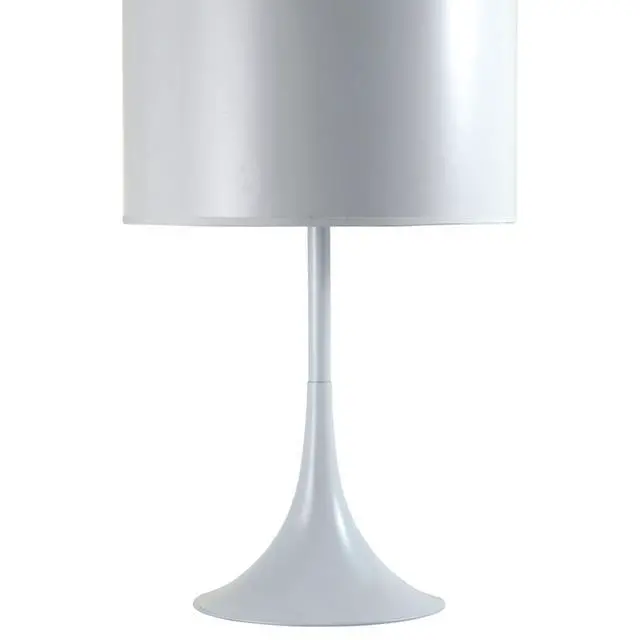 Alt view image 2 of 5 - 25" Tall Metal Table Lamp with White Finish, White Round Shade