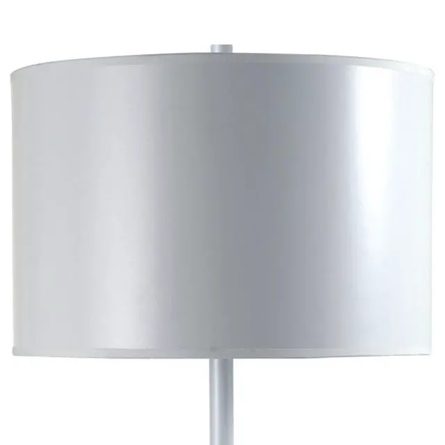 Alt view image 4 of 5 - 25" Tall Metal Table Lamp with White Finish, White Round Shade