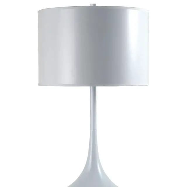 Alt view image 5 of 5 - 25" Tall Metal Table Lamp with White Finish, White Round Shade