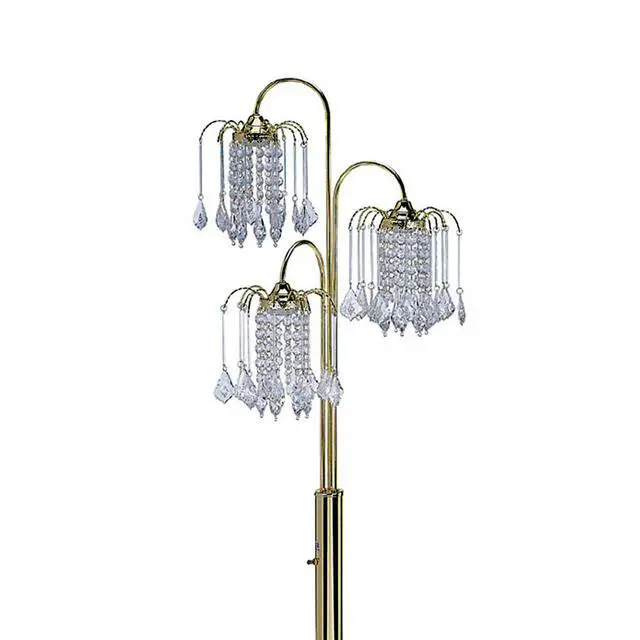 Alt view image 2 of 5 - 63" Tall Metal Floor Lamp with Brass Finish, Crystal Chandelier Design