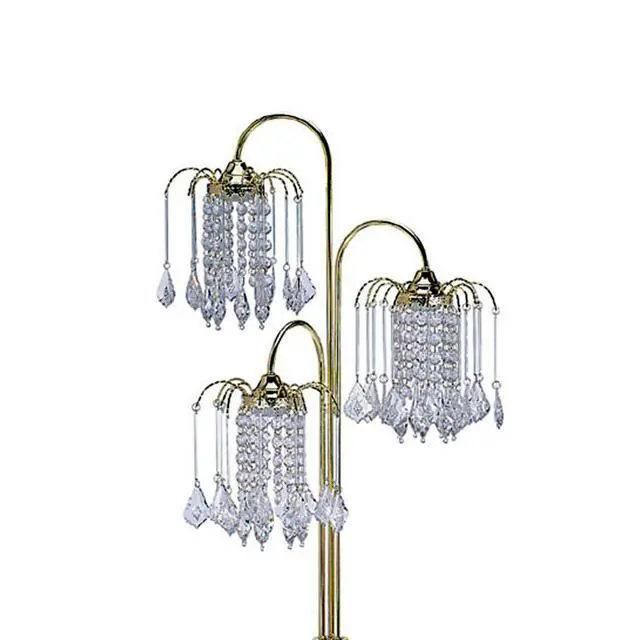 Alt view image 4 of 5 - 63" Tall Metal Floor Lamp with Brass Finish, Crystal Chandelier Design