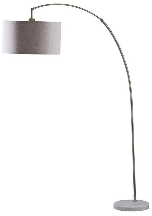 Main image of 86" Tall Metal Floor Arc Lamp "Bowery", Beige and Antique Gold