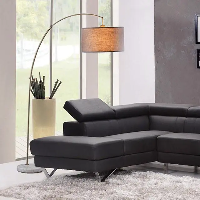 Alt view image 2 of 5 - 86" Tall Metal Floor Arc Lamp "Bowery", Beige and Antique Gold