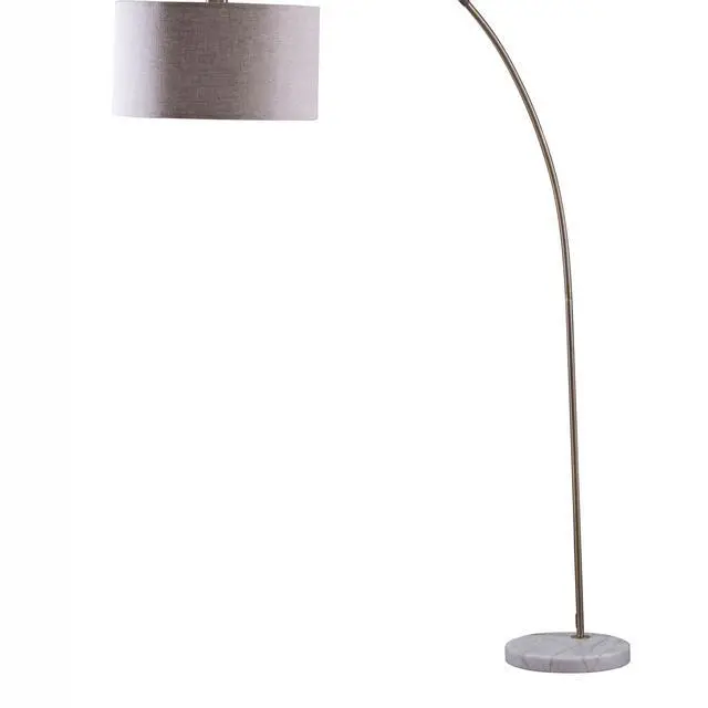 Alt view image 5 of 5 - 86" Tall Metal Floor Arc Lamp "Bowery", Beige and Antique Gold