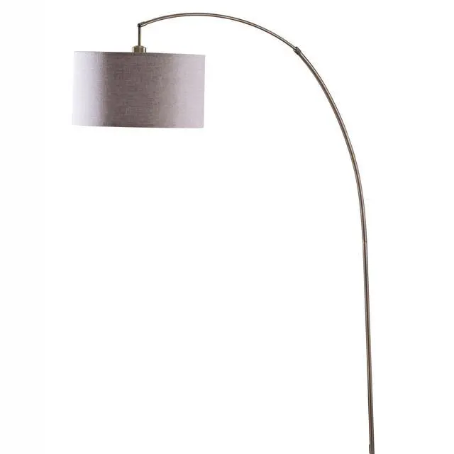 Alt view image 4 of 5 - 86" Tall Metal Floor Arc Lamp "Bowery", Beige and Antique Gold