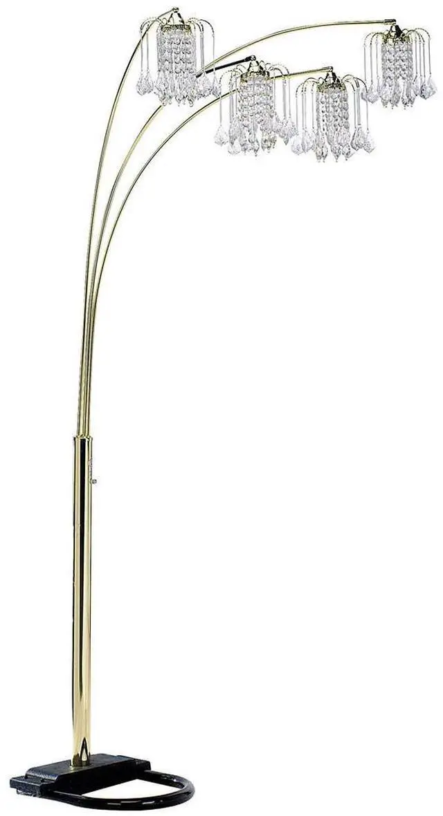 Main image of 84" Tall Metal Floor Lamp with Brass Finish, Crystal Chandelier Design