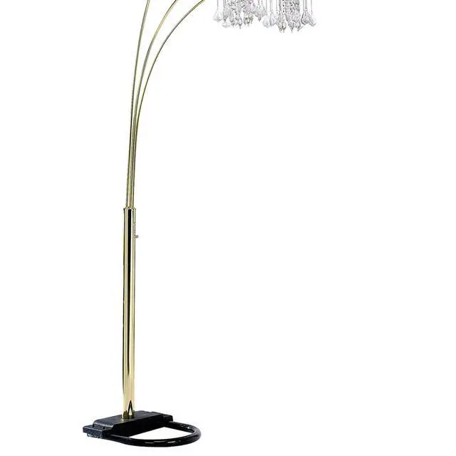 Alt view image 5 of 5 - 84" Tall Metal Floor Lamp with Brass Finish, Crystal Chandelier Design