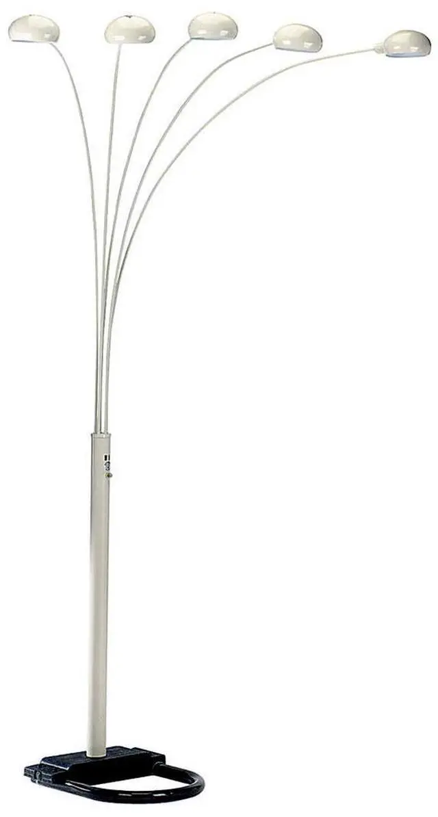Main image of 84" Tall Metal Floor Lamp with White Finish and 5 Adjustable Arch Arms