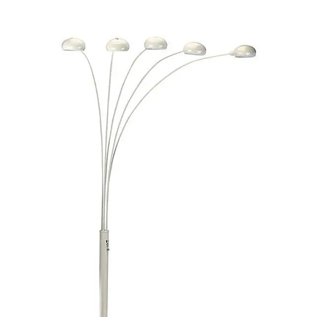 Alt view image 2 of 5 - 84" Tall Metal Floor Lamp with White Finish and 5 Adjustable Arch Arms