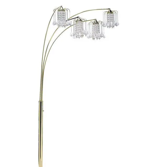 Alt view image 4 of 5 - 84" Tall Metal Floor Lamp with Brass Finish, Crystal Chandelier Design