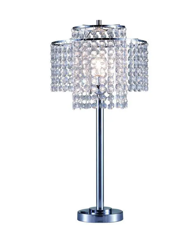 Alt view image 2 of 5 - 26" Tall" Holly Glam" 2-Tiered Table Lamp with Charging and Usb Port, Silver
