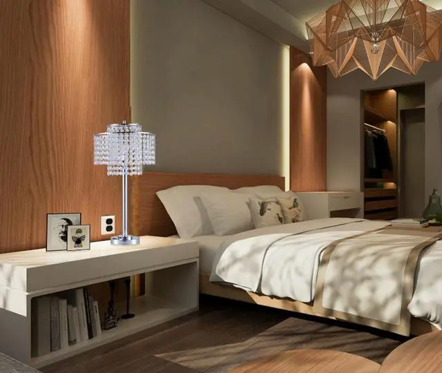 Alt view image 3 of 5 - 26" Tall" Holly Glam" 2-Tiered Table Lamp with Charging and Usb Port, Silver