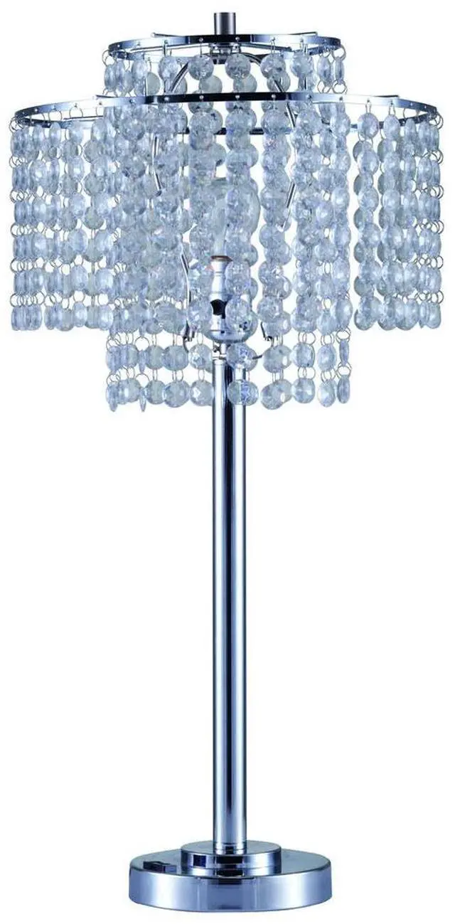 Main image of 26" Tall" Holly Glam" 2-Tiered Table Lamp with Charging and Usb Port, Silver