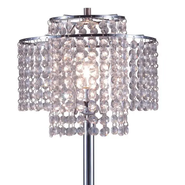 Alt view image 5 of 5 - 26" Tall" Holly Glam" 2-Tiered Table Lamp with Charging and Usb Port, Silver