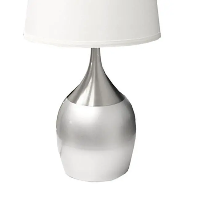 Alt view image 3 of 5 - 24" Tall Metal touch Table Lamp with Silver Finish, White Shade
