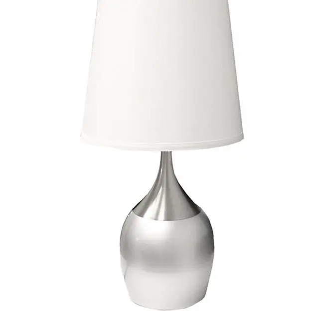 Alt view image 4 of 5 - 24" Tall Metal touch Table Lamp with Silver Finish, White Shade