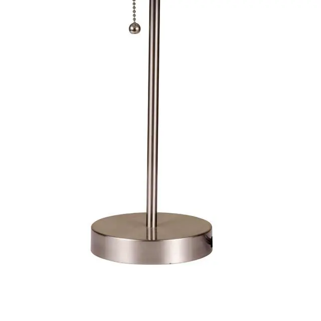 Alt view image 4 of 5 - 19" Tall Metal Table Lamp with Silver Finish, Black Shade
