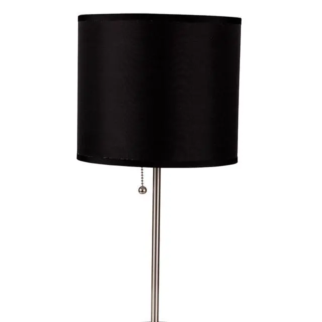 Alt view image 2 of 5 - 19" Tall Metal Table Lamp with Silver Finish, Black Shade