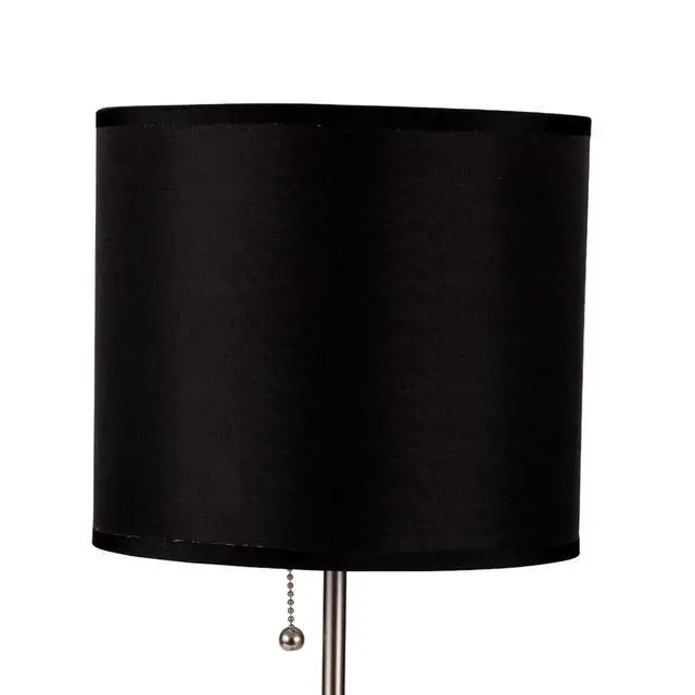 Alt view image 5 of 5 - 19" Tall Metal Table Lamp with Silver Finish, Black Shade