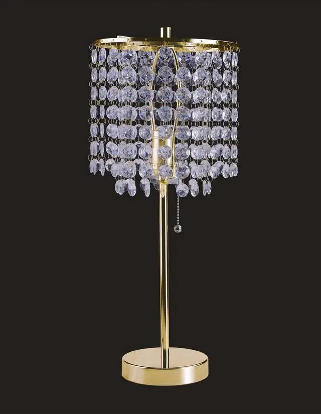 Alt view image 2 of 5 - 20.25" Tall Metal Table Lamp" Deco Glam" with Gold Finish and Crystal Accents