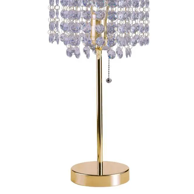 Alt view image 3 of 5 - 20.25" Tall Metal Table Lamp" Deco Glam" with Gold Finish and Crystal Accents