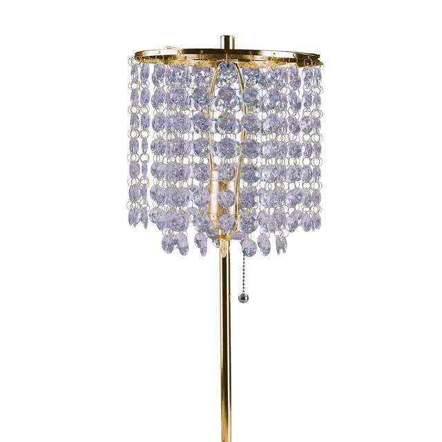 Alt view image 4 of 5 - 20.25" Tall Metal Table Lamp" Deco Glam" with Gold Finish and Crystal Accents