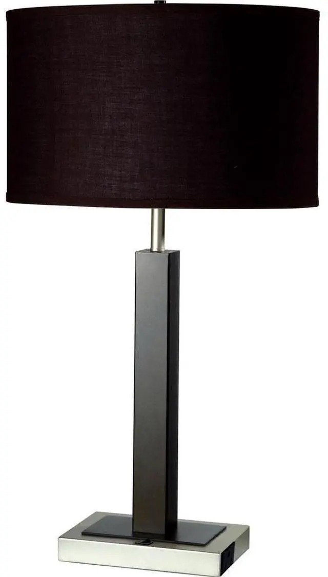 Main image of 30" Tall Metal and Polyresin Table Lamp with Dark Espresso Finish, Fabric Shade