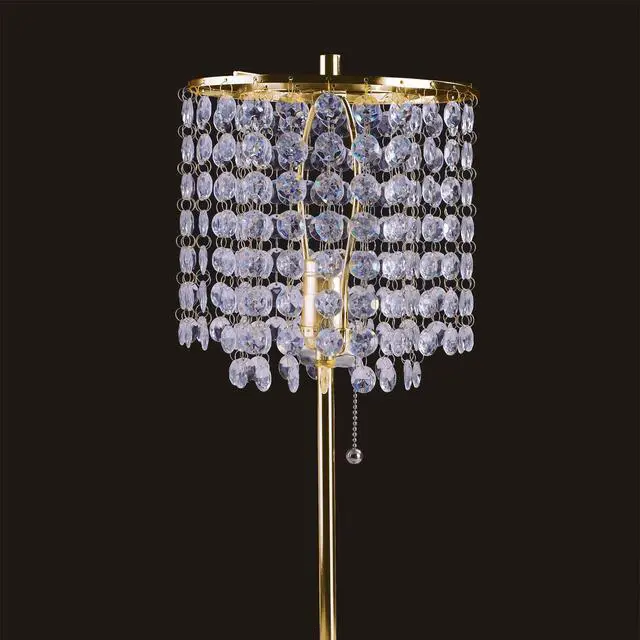 Alt view image 5 of 5 - 20.25" Tall Metal Table Lamp" Deco Glam" with Gold Finish and Crystal Accents