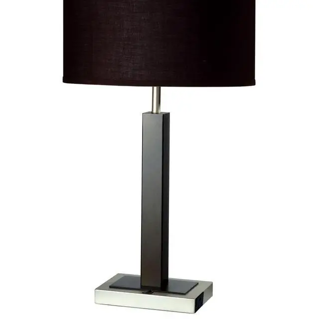 Alt view image 3 of 5 - 30" Tall Metal and Polyresin Table Lamp with Dark Espresso Finish, Fabric Shade