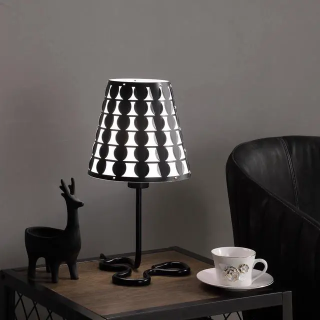 Alt view image 3 of 5 - 16" Traci Black Geometric Metal Table Lamp