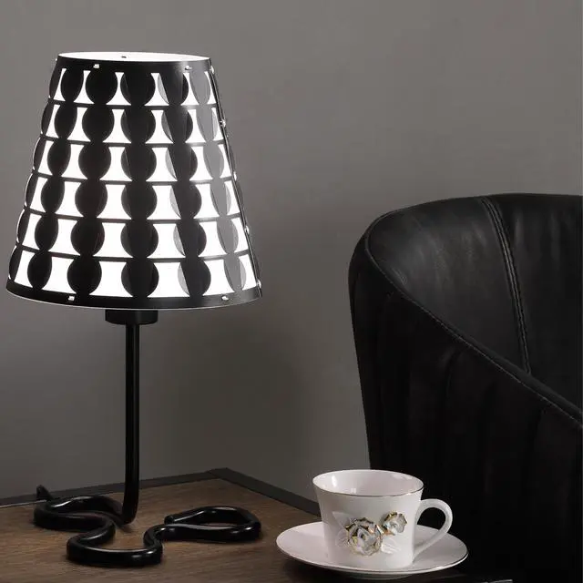 Alt view image 4 of 5 - 16" Traci Black Geometric Metal Table Lamp