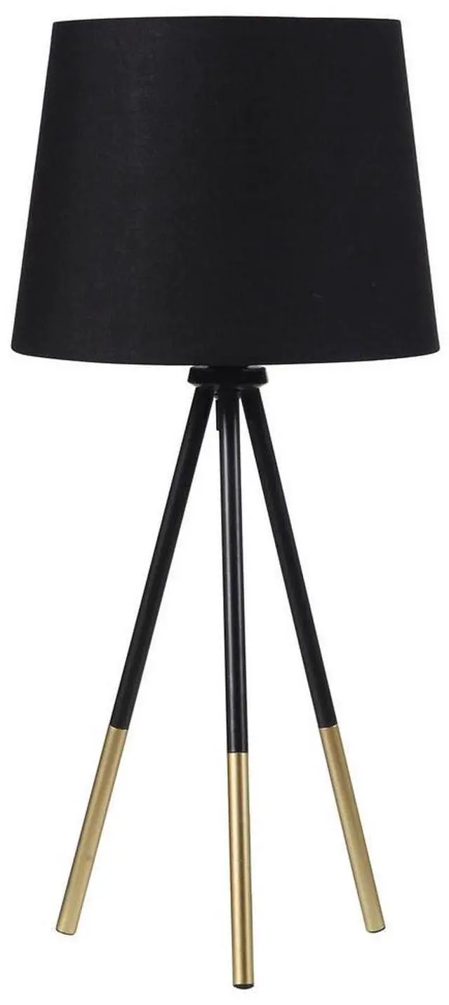 Main image of 20" Tripod Leg Metal Table Lamp" Devon", Matte Black / Gold Metal