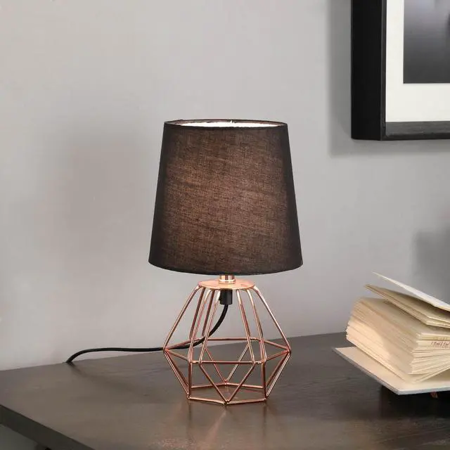 Alt view image 3 of 5 - 11.25" Copper Metal Table Lamp "Wesley Geometric", Copper