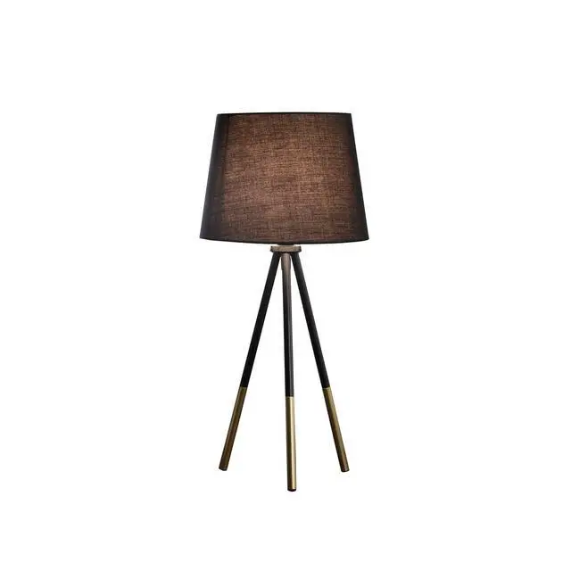 Alt view image 2 of 5 - 20" Tripod Leg Metal Table Lamp" Devon", Matte Black / Gold Metal