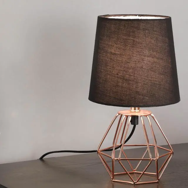 Alt view image 5 of 5 - 11.25" Copper Metal Table Lamp "Wesley Geometric", Copper