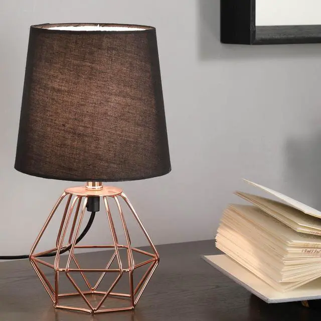 Alt view image 4 of 5 - 11.25" Copper Metal Table Lamp "Wesley Geometric", Copper