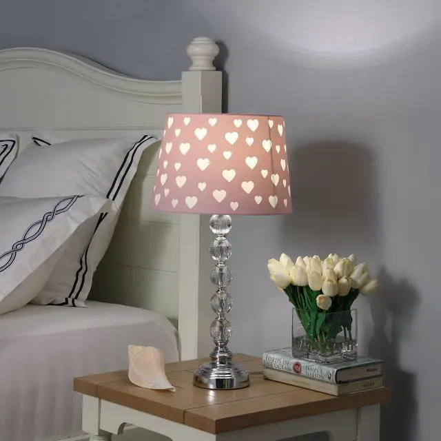 Alt view image 3 of 5 - 22" Heart Crystal Stacked Orb Metal Table Lamp "Ariel" Pink / White