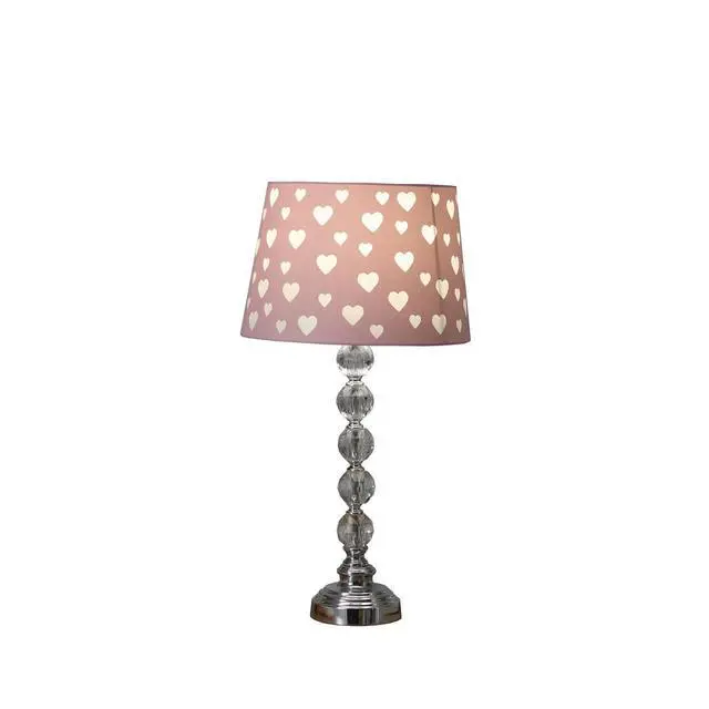 Alt view image 2 of 5 - 22" Heart Crystal Stacked Orb Metal Table Lamp "Ariel" Pink / White